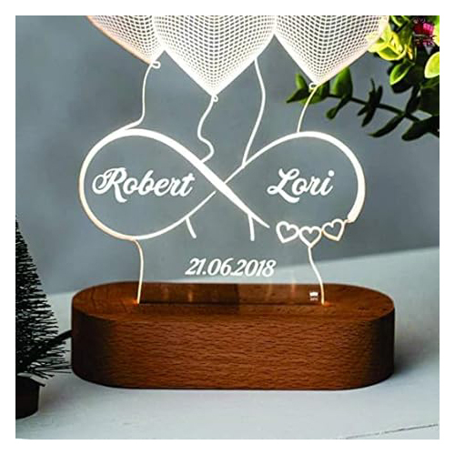 Hna Gifting 3d Illusion Led Lamp Special For Anniversary And Other Occasions (Wood White (Pack Of 1) Application: Decorative