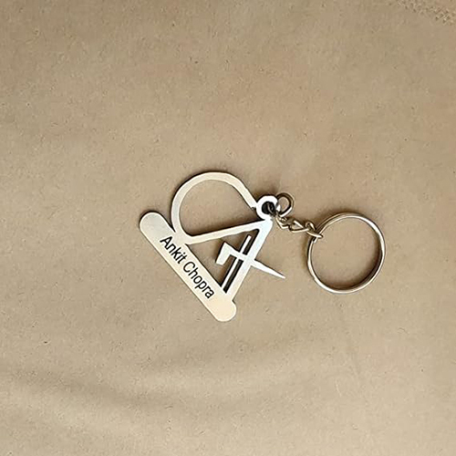 Hna Gifting Customized Stainless Steel Symbol Keychain With Name Engraving - Silver Finish, Perfect Personalized Gift For Professionals