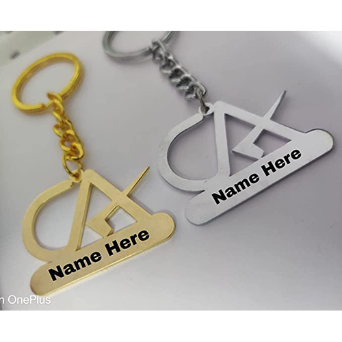 Hna Gifting Customized Stainless Steel Symbol Keychain With Name Engraving - Silver Finish, Perfect Personalized Gift For Professionals