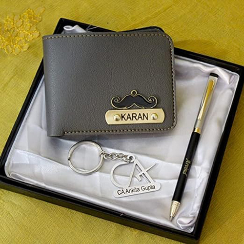Black Hna Gifting Pen Stainless Steel Advocate Symbol Keychain And Leather Mens Wallet Combo
