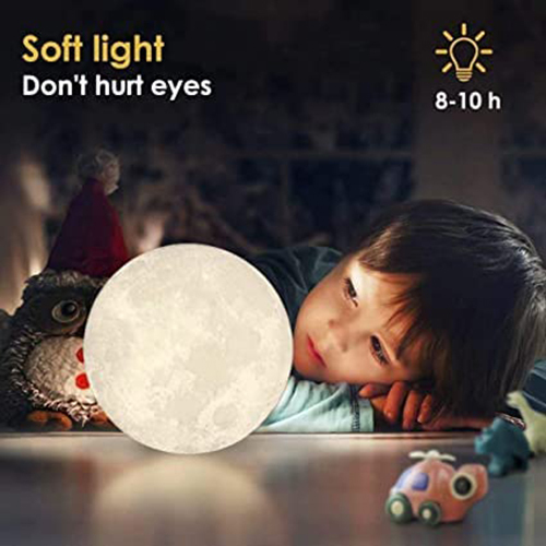 White Hna Gifting 3d Moon Lamp With Wooden Stand For Bedroom (Pack Of 1)
