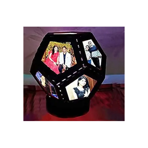 Multicoloured Hna Gifting Led Mdf Rotating Lamp Personalized Hexagon 11 Photo Print (Pack Of 1)