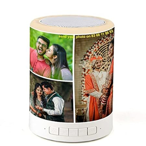 Hna Gifting Bluetooth Speaker Customized With Photo Color Changing Rechargeable Lamp - White | Wireless, Hanging Design, Perfect For Gifting On Special Occasions