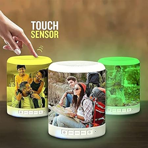 Hna Gifting Bluetooth Speaker Customized With Photo Color Changing Rechargeable Lamp - White | Wireless, Hanging Design, Perfect For Gifting On Special Occasions