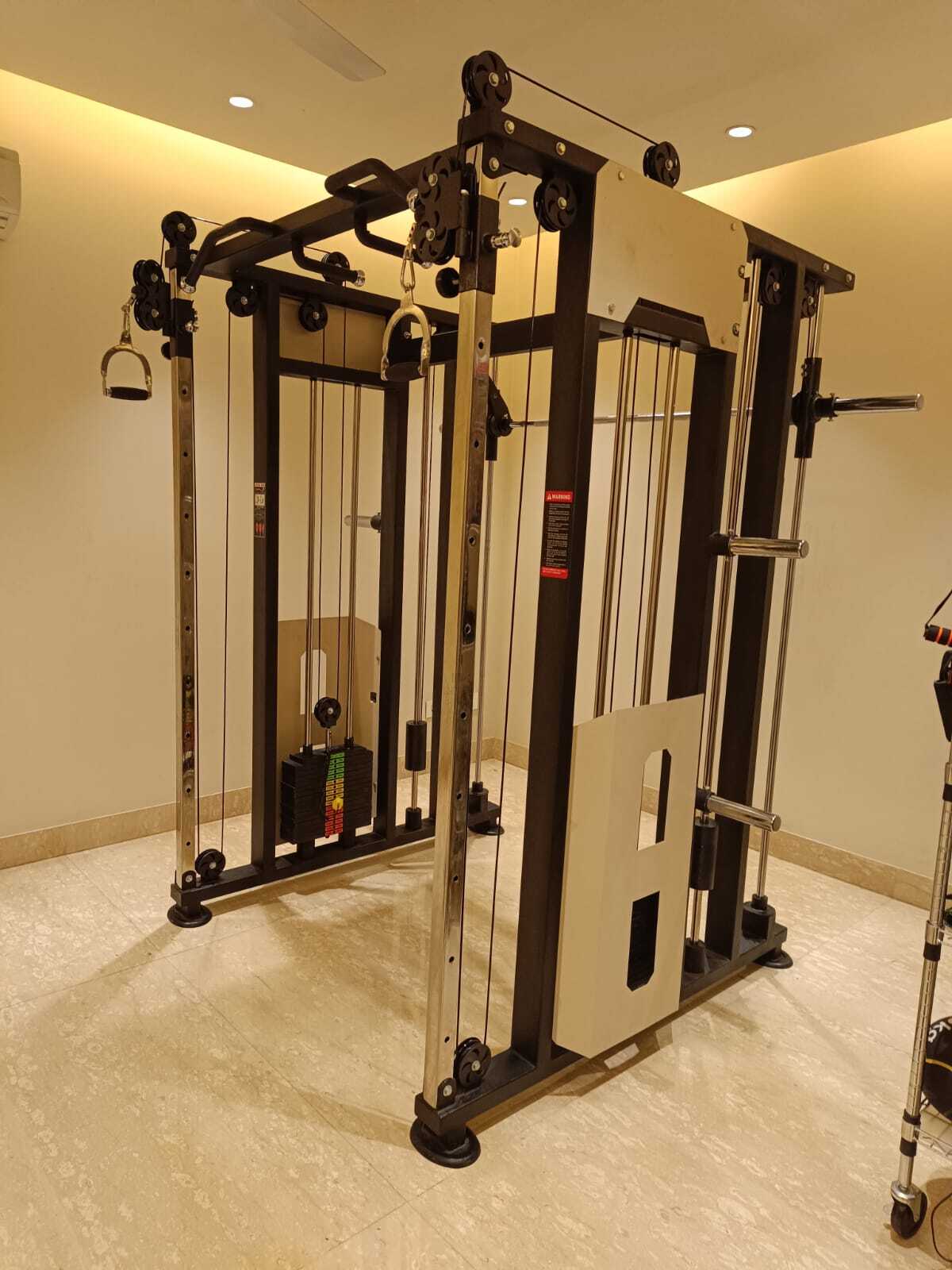 Multi Station Functional Trainer With Smith Machine - 12 Gauge Steel Tubing, 80 Kg Weight Capacity | Adjustable Design, Soft Foam Seat, Advanced Double Effect Welding Technology, Commercial Grade