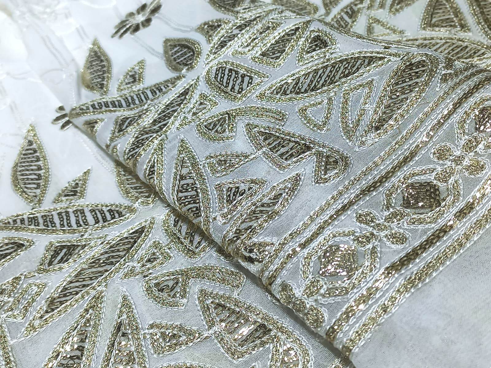 Georgette Viscose Thread Gold Foil Daman Fabric