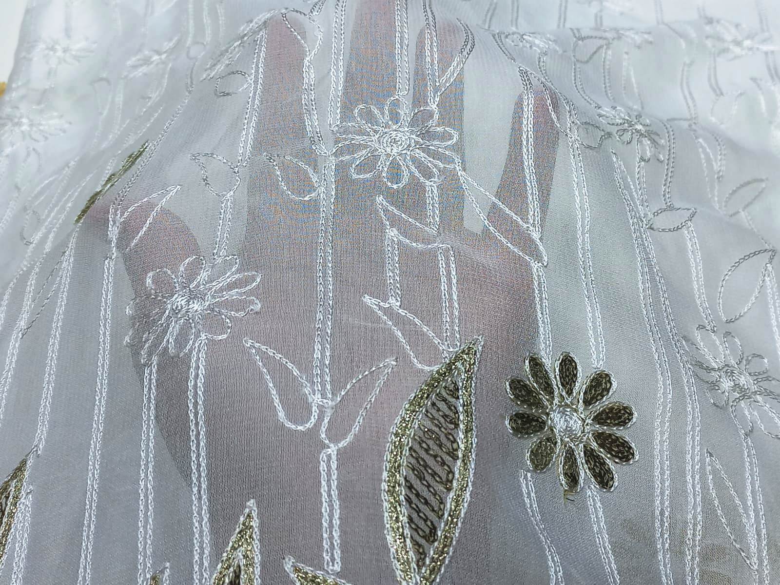 Georgette Viscose Thread Gold Foil Daman Fabric