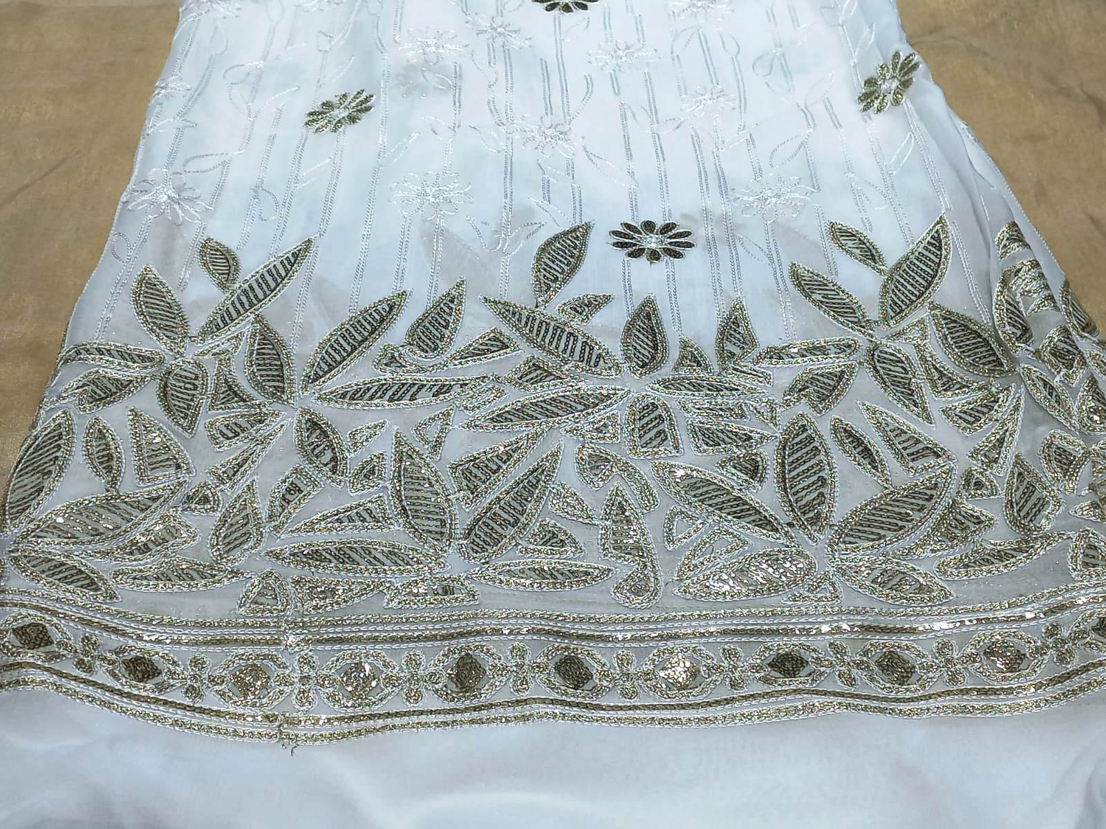 Georgette Viscose Thread Gold Foil Daman Fabric