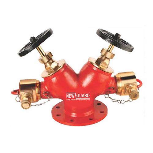 Gun Metal Double Outlet Landing Valve - Sealed Design for High Pressure Fire Fighting, Vibrant Red Color for Visibility