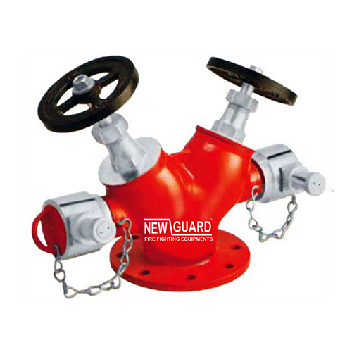 Aluminium Double Outlet Landing Valve - High Pressure Red, Sealed For Water Control in Fire Fighting Applications