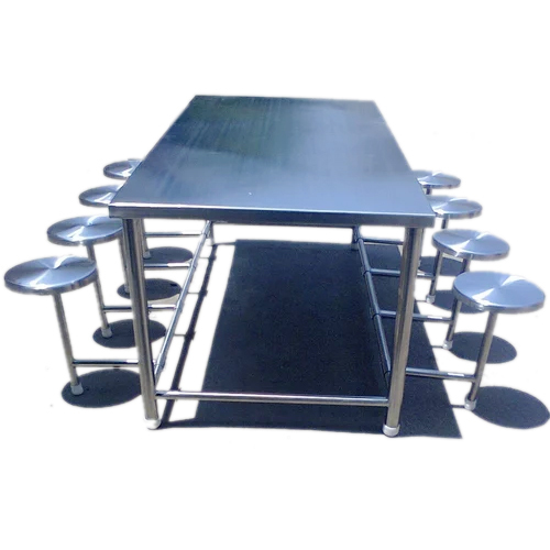 Silver Stainless Steel Canteen Dining Table