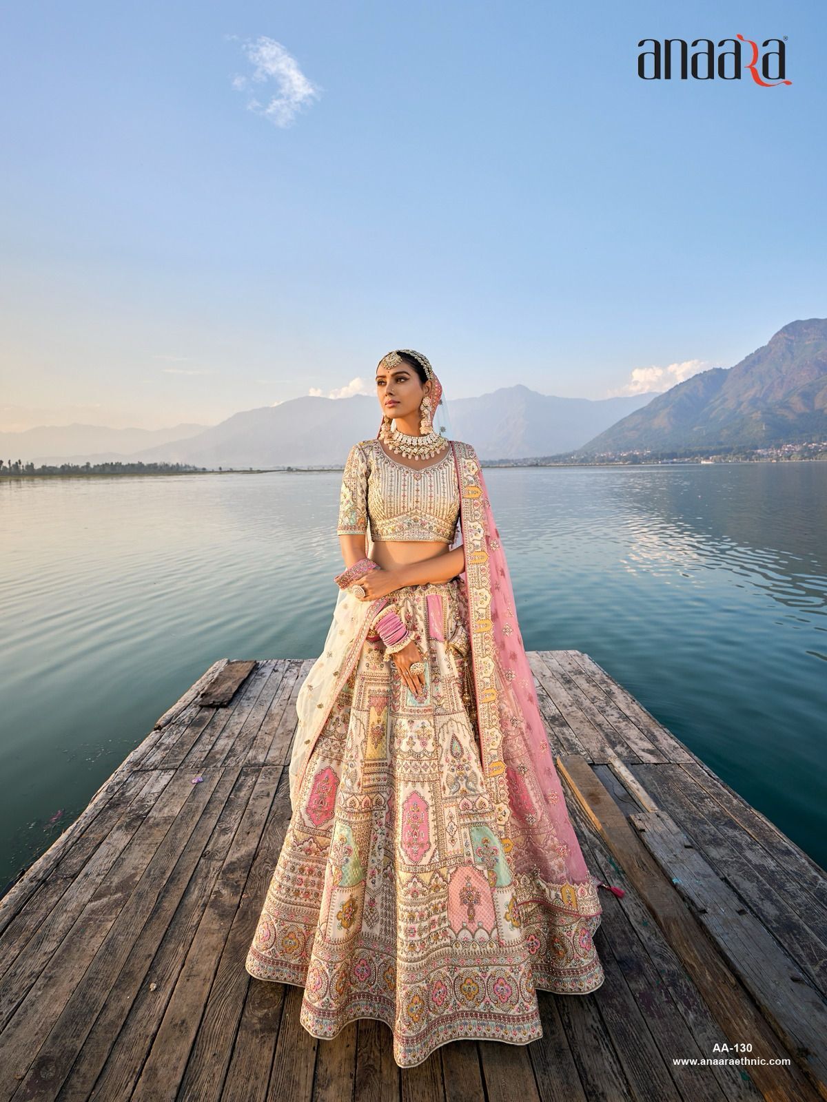 Tathastu Bridal Lehenga - Bridal Satin Short Sleeves Embroidered Lace & Sequins | Ethnic Indian Style Washable & Dry Cleanable