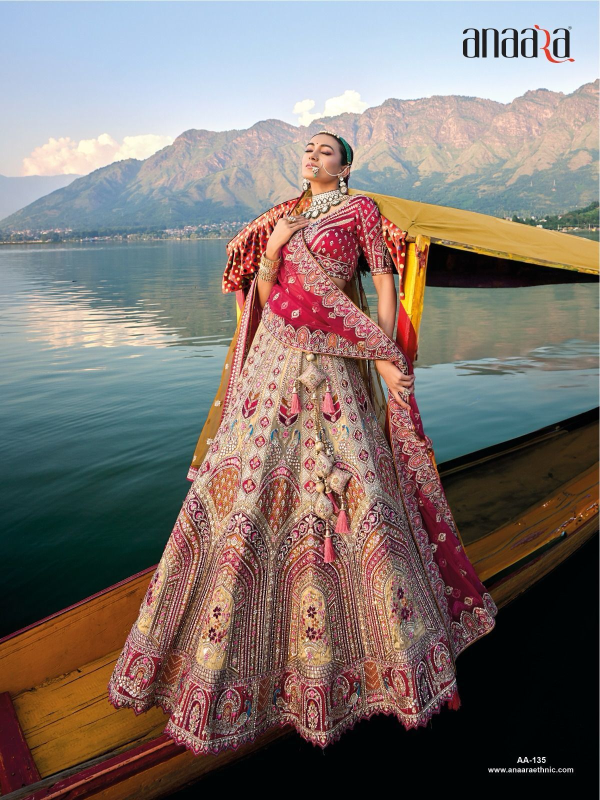 Tathastu Bridal Lehenga - Bridal Satin Short Sleeves Embroidered Lace & Sequins | Ethnic Indian Style Washable & Dry Cleanable
