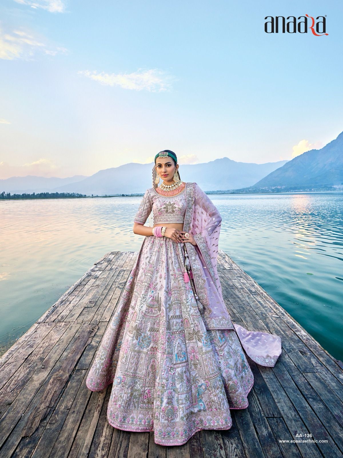 Tathastu Bridal Lehenga - Bridal Satin Short Sleeves Embroidered Lace & Sequins | Ethnic Indian Style Washable & Dry Cleanable
