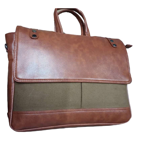 Leather Canvas Manager Bag - Color: Multi-Coloured