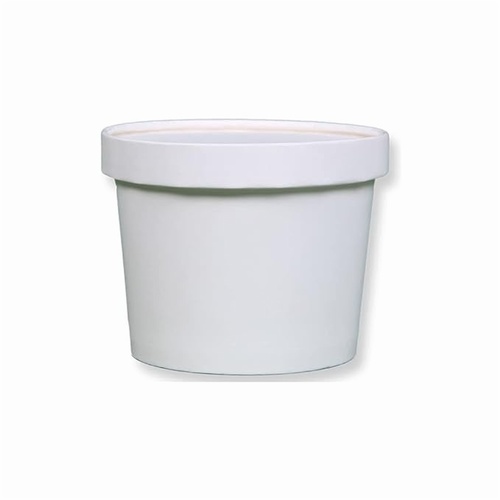 500ML WHITE PAPER TUB (W) LID - Natural Paper Material, Leak Proof, Eco-Friendly, Multi-Purpose for Hot & Cold Items, Sturdy Matching Cover