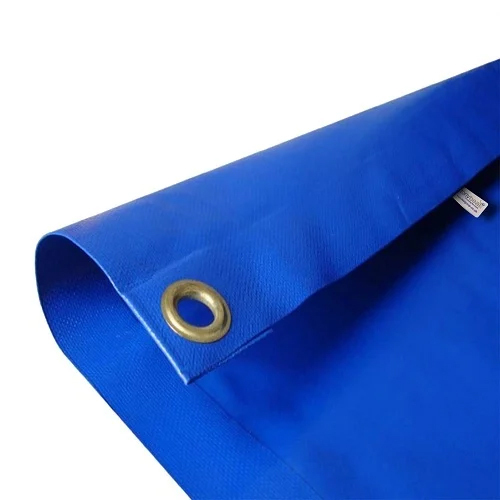 PVC Blue Waterproof Tarpaulin - PVC Material, Customizable Size, Various Color Options | Single Layer Design, Fiber Pole Material, Plain Tent Style for Camping