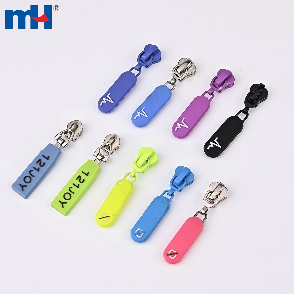 Zipper Slider With Rubber Decorative Puller Colored Zipper Slider Zip Head With Zip Pull