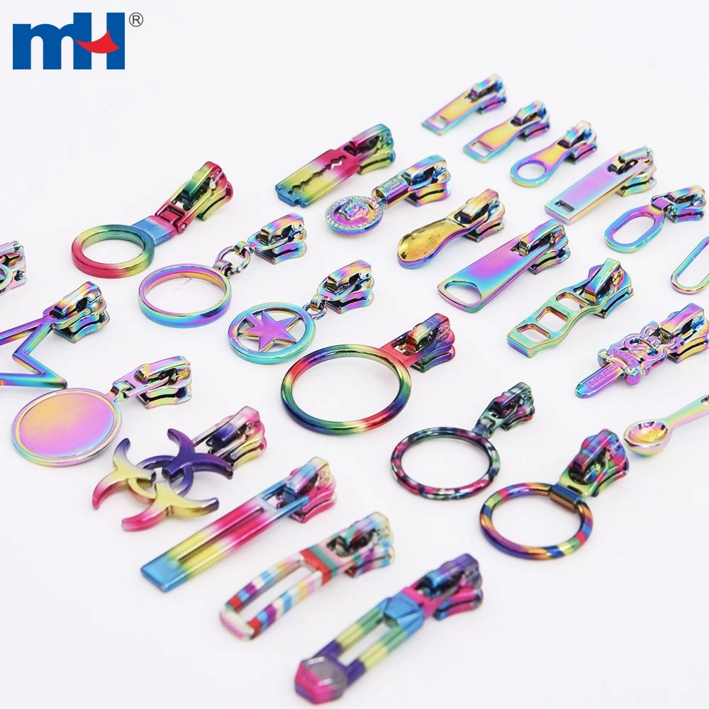 Rainbow Zipper Slider With Puller Colorful Metal Zipper Slider Zip Slider