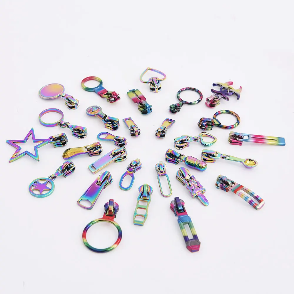 Rainbow Zipper Slider With Puller Colorful Metal Zipper Slider Zip Slider