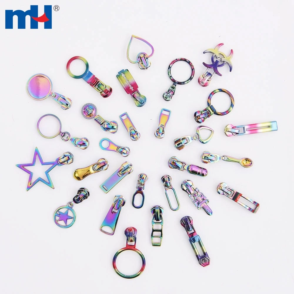 Rainbow Zipper Slider With Puller Colorful Metal Zipper Slider Zip Slider