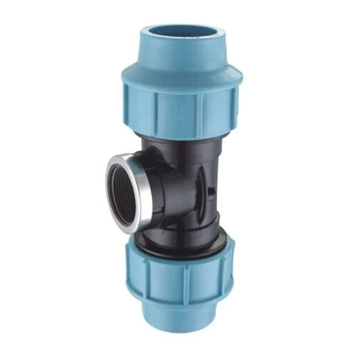 Compression Male Threaded Tee - Round Shape, Blue/black Color | Warranty Included, Versatile Design For Efficient Fluid Connection