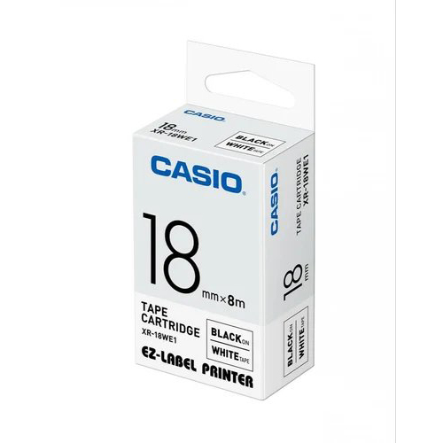 Casio XR-18WE1 18 मिमी काले पर सफेद लेबल टेप कैसट