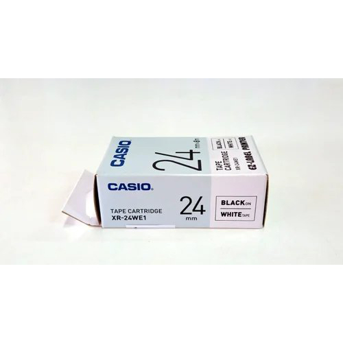 Casio XR-24WE1 24 मिमी काले और सफेद लेबल टेप कैसट