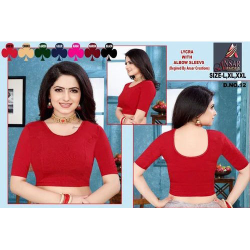 Red Simple Streachable Blouses (Long Sleeve)