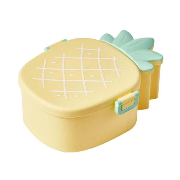 Kids Lunch Box Cute Pineapple Shaped Bento Box With Fork Spoon Snack Candy Container Microwave (5729)