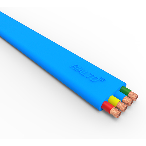 Rubber Flat Cable - Copper Stranded Conductor, 3 & 4 Core, 72x72x72 Inch | 1100v Rated Voltage, Rubber Insulation, 90a C Rated Temperature, 1-year Warranty