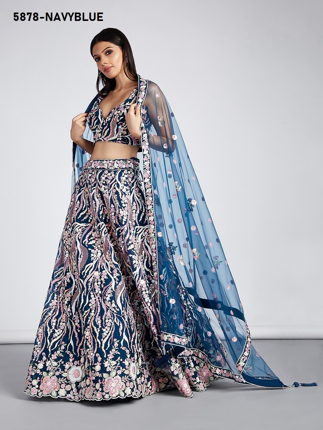 Lehenga - Georgette, Customizable Waist Up To 40 Inches, 3.5 Meter Flair, Full Sleeves | Embroidered Ethnic Dress, Dry Clean & Washable, Available In 6 Colors