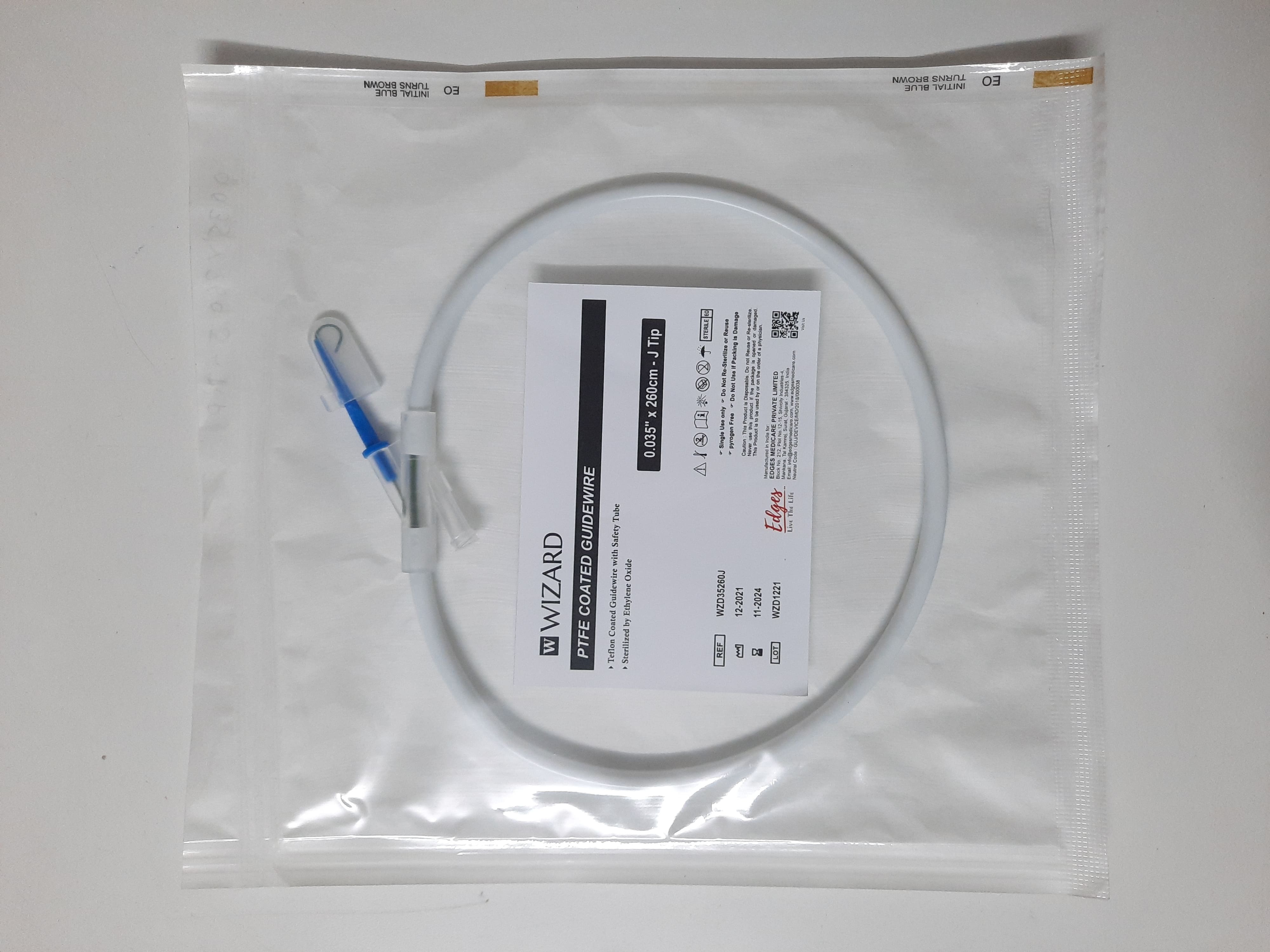 Angiographic Guidewires - Ptfe Coated, Kink-free, White | Rotating & Luer Lock Flush Port, Safety Cover, J/straight/angle Tips, Radiopaque Performance