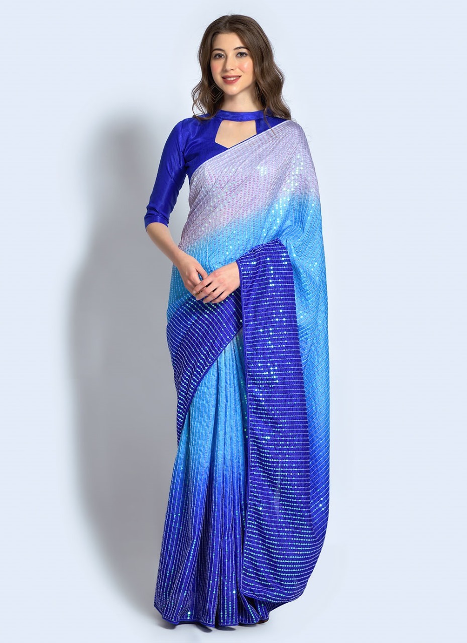 Sequince Saree - Color: Peach And Maroon