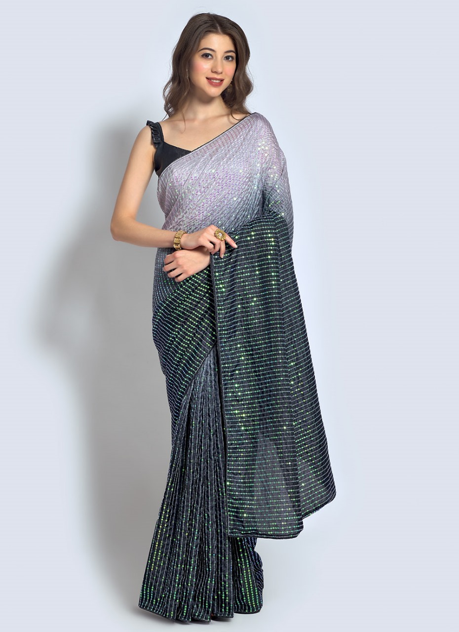 Sequince Saree - Color: Green
