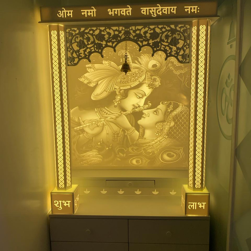 सफेद चमकदार डिजाइनर कोरियन मंदिर, घर के लिए