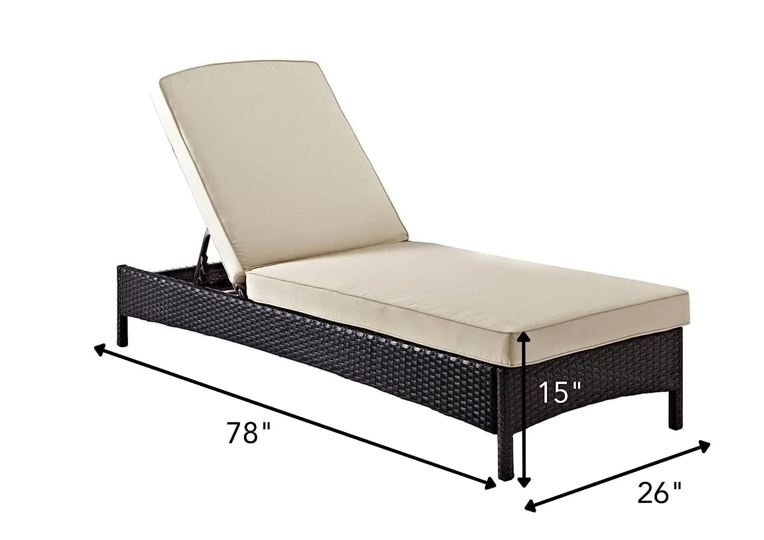 Cane Poolside Lounge - Premium Rattan & Heavy-duty Powder Coated Iron Frame, Adjustable Backboard With 4 Positions, Waterproof & Washable Removable Cushion