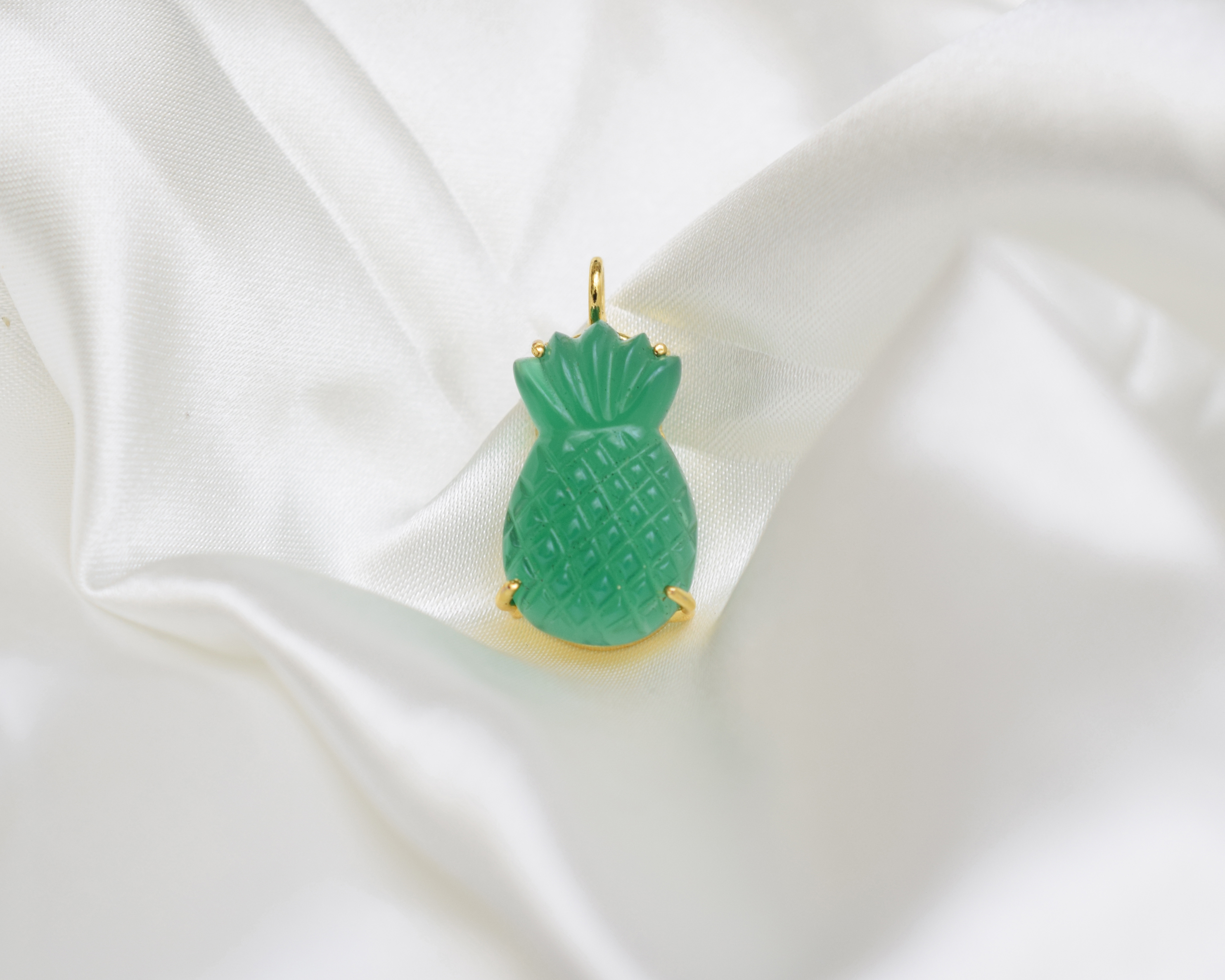 Natural Gemstone Pineapple Design Gold Plated Handmade Pendant