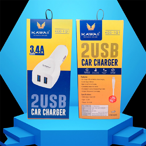 3.4A Car Charger - Plastic, Customized Size | Suitable for Mobile Phones, Warranty Included, Ideal for On-the-Go Charging
