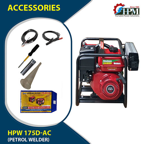 Lightweight Petrol Arc Welding Machine - 175 Amps, 2.5mm To 4mm Electrode Diameter | Recoil Start, Inverter 1 Kva Output, 3.5 Hour Run Time, 27 Kg Weight