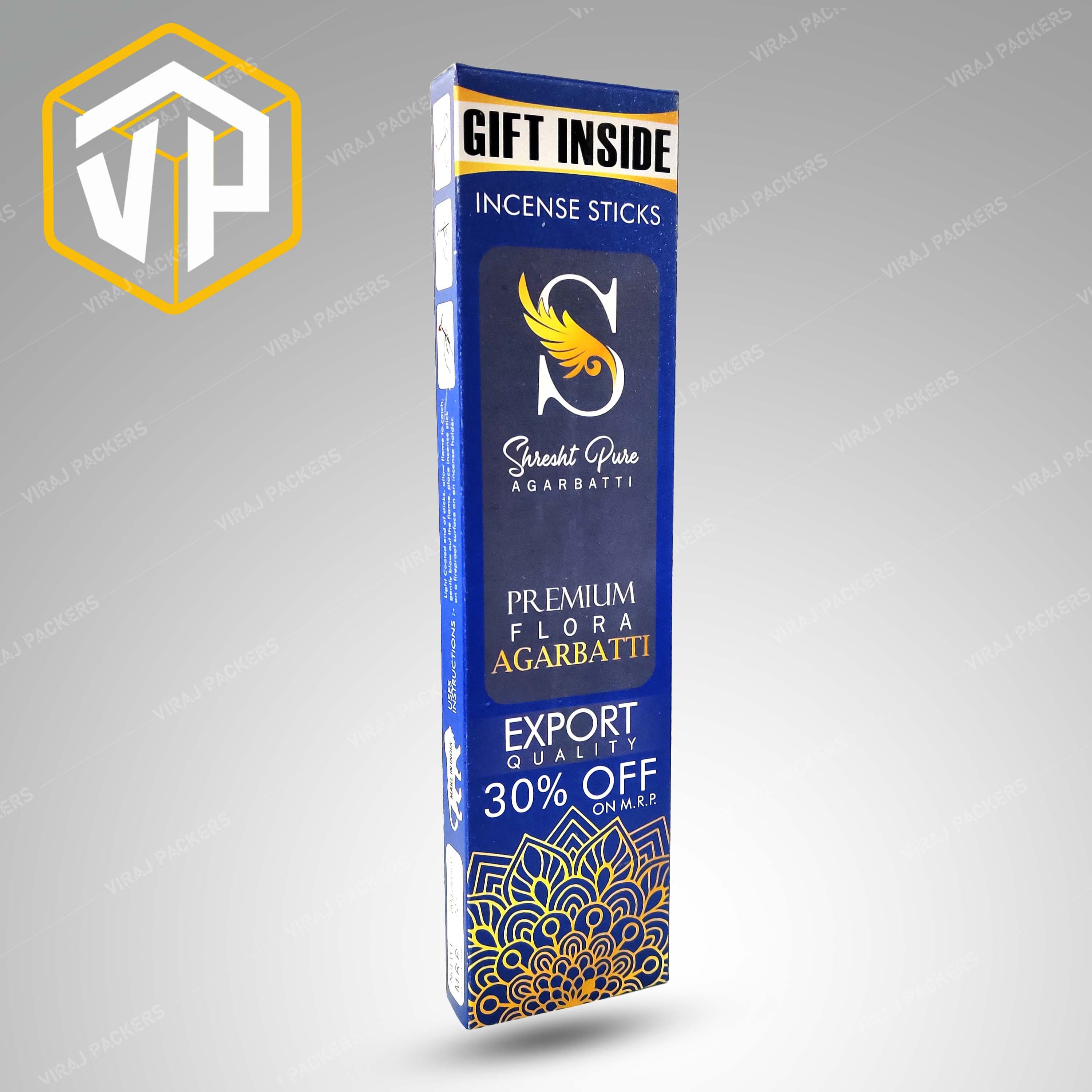Premium Incense Stick Packaging Boxes - Unbleached Kraft Paperboard, 10x1.75x0.5 Inch , Litho-laminated Coating, Custom Color Options, Designed For Household Use