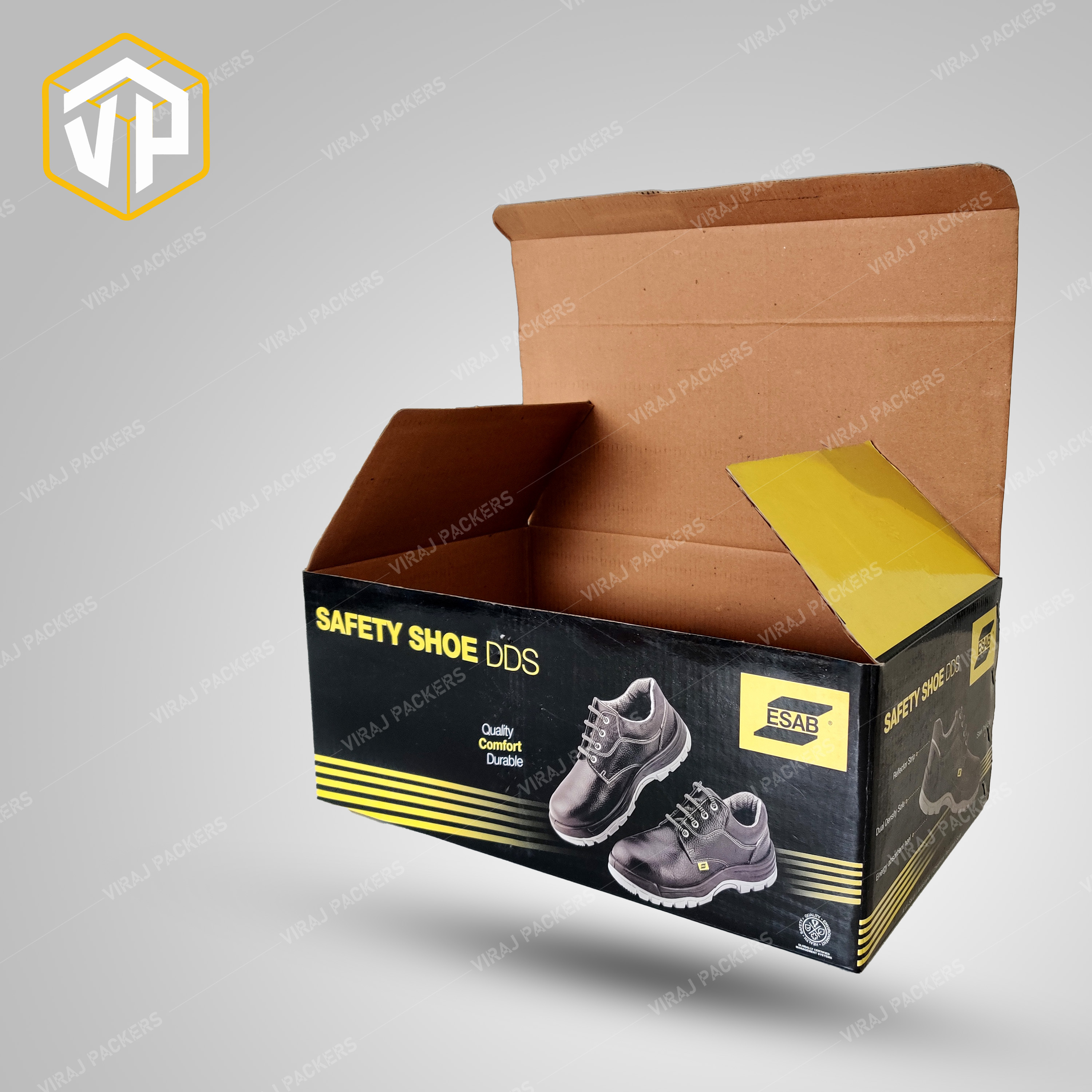 Safety Shoes Packaging Boxes - Paper, Customized Size, Glossy Lamination , Uv Offset Printing, Rectangular Shape For Safe And Secure Packing