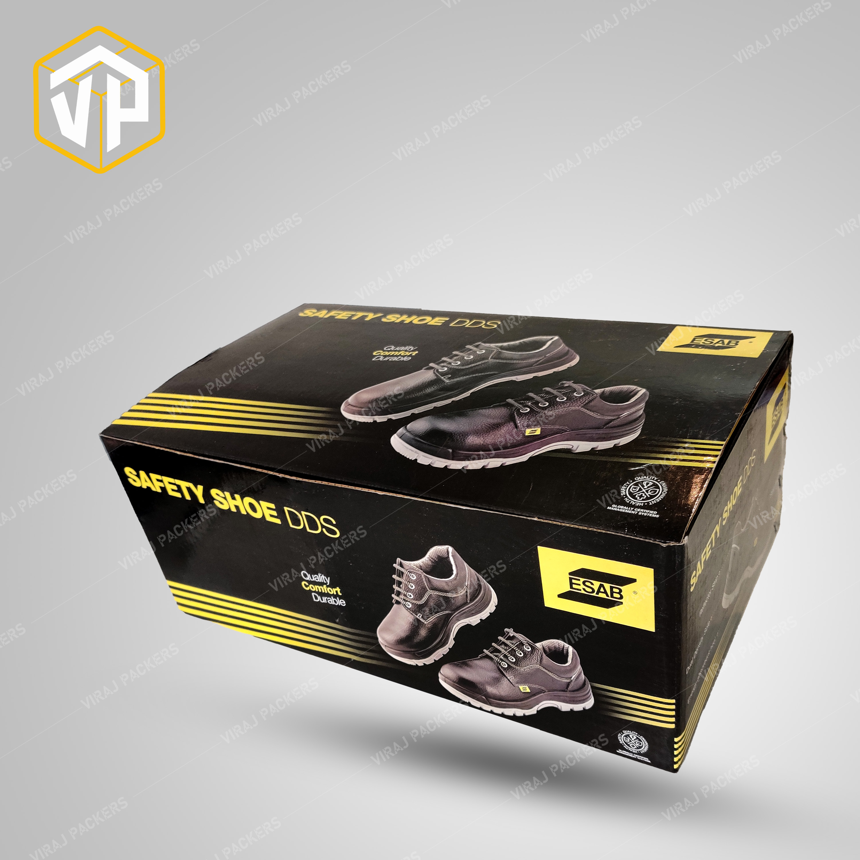 Safety Shoes Packaging Boxes - Paper, Customized Size, Glossy Lamination , Uv Offset Printing, Rectangular Shape For Safe And Secure Packing