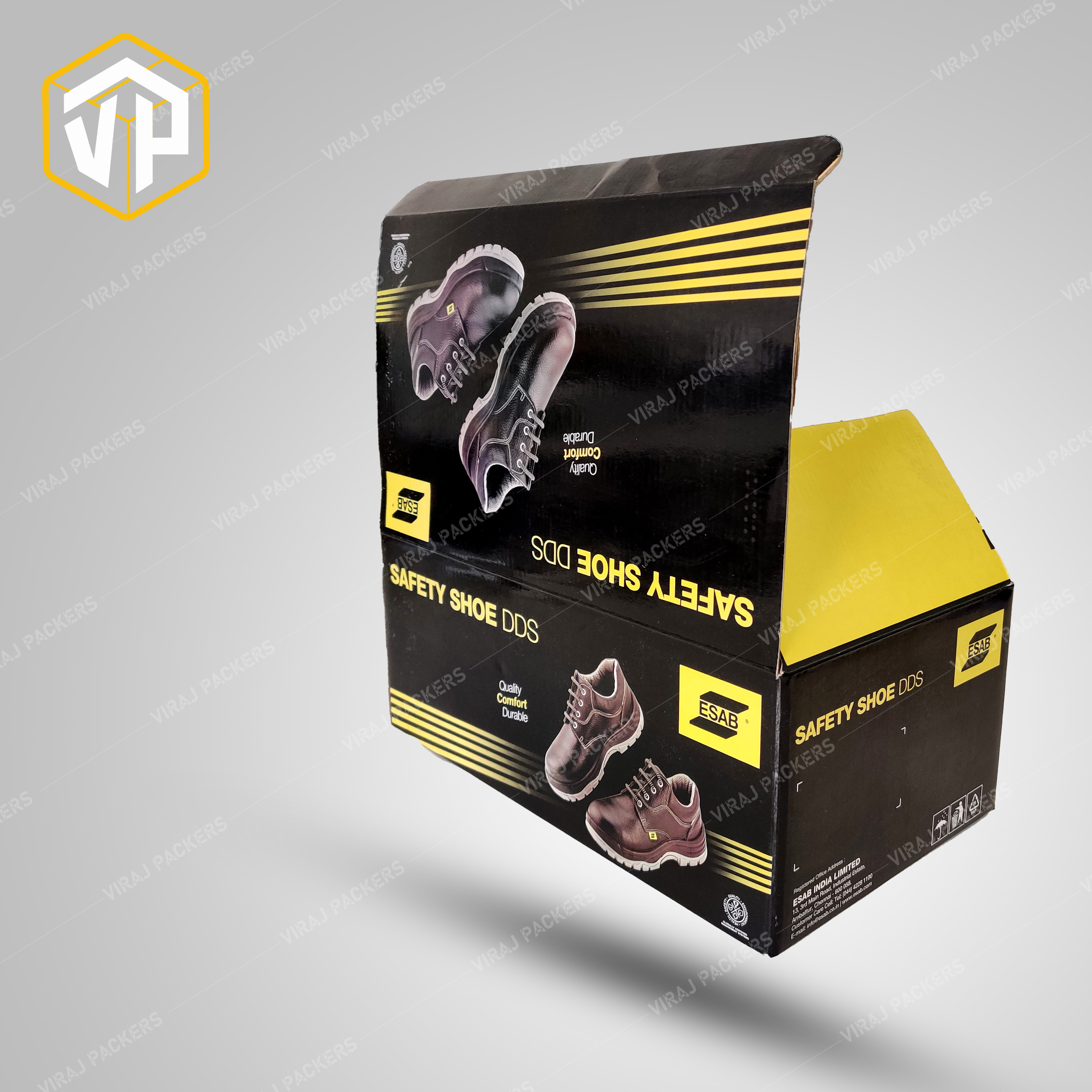 Safety Shoes Packaging Boxes - Paper, Customized Size, Glossy Lamination , Uv Offset Printing, Rectangular Shape For Safe And Secure Packing