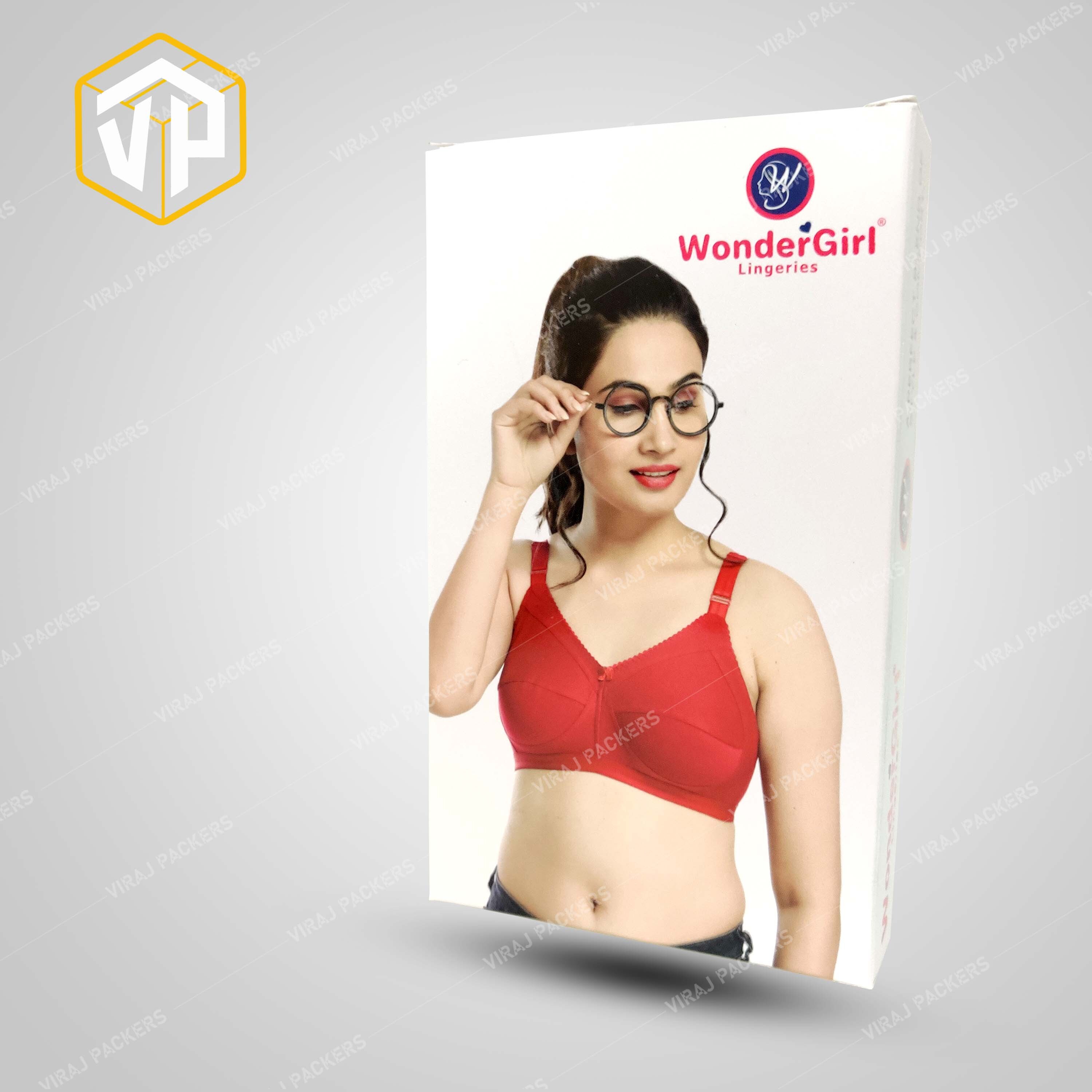 Bra Packaging Boxes - Unbleached Kraft Paperboard, Customized Size , Rectangular Shape, Available In Multiple Colors