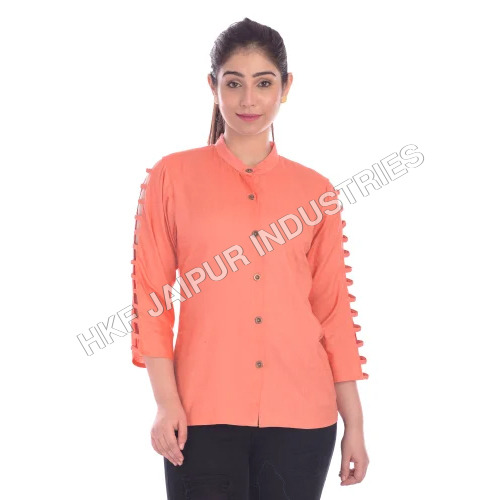 Orange Ladies Rayon Short Top