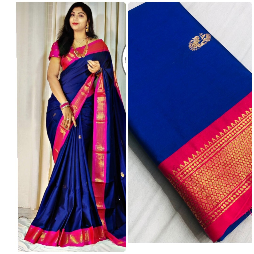 Paithani Saree Cotton Silk - Lightweight, Woven Pattern Design | Soft, Lustrous Fabric Perfect For Daily Wear, Available In Multiple Colors