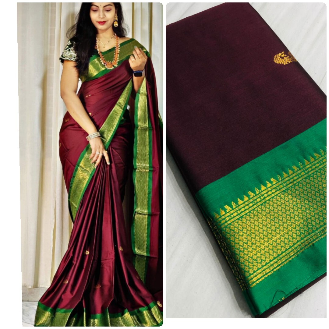Paithani Saree Cotton Silk - Lightweight, Woven Pattern Design | Soft, Lustrous Fabric Perfect For Daily Wear, Available In Multiple Colors