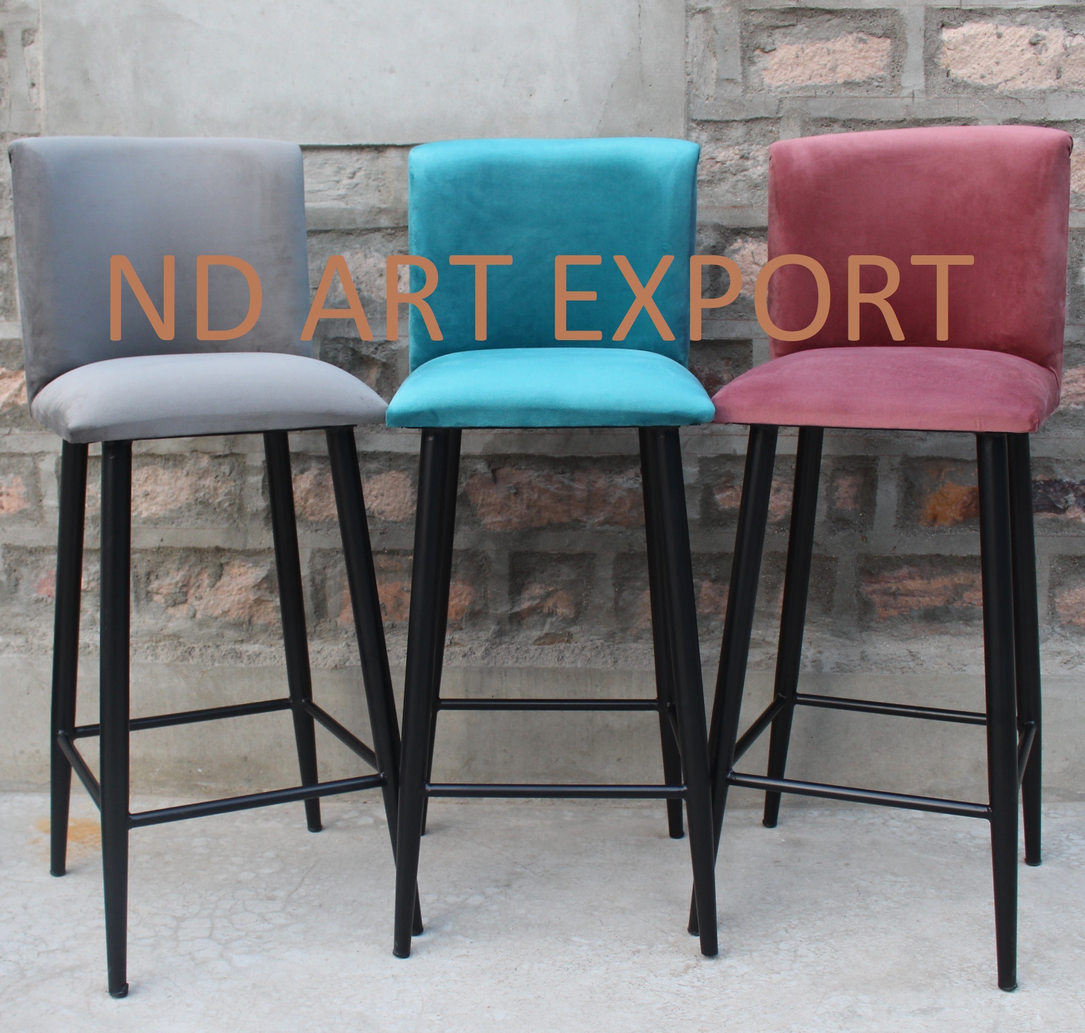 Bar Stool Chair For Bar Furniture With Ms Iron Base And Fabric Seat Nd Art Export Jodhpur Furniture - Artwork: Handmade