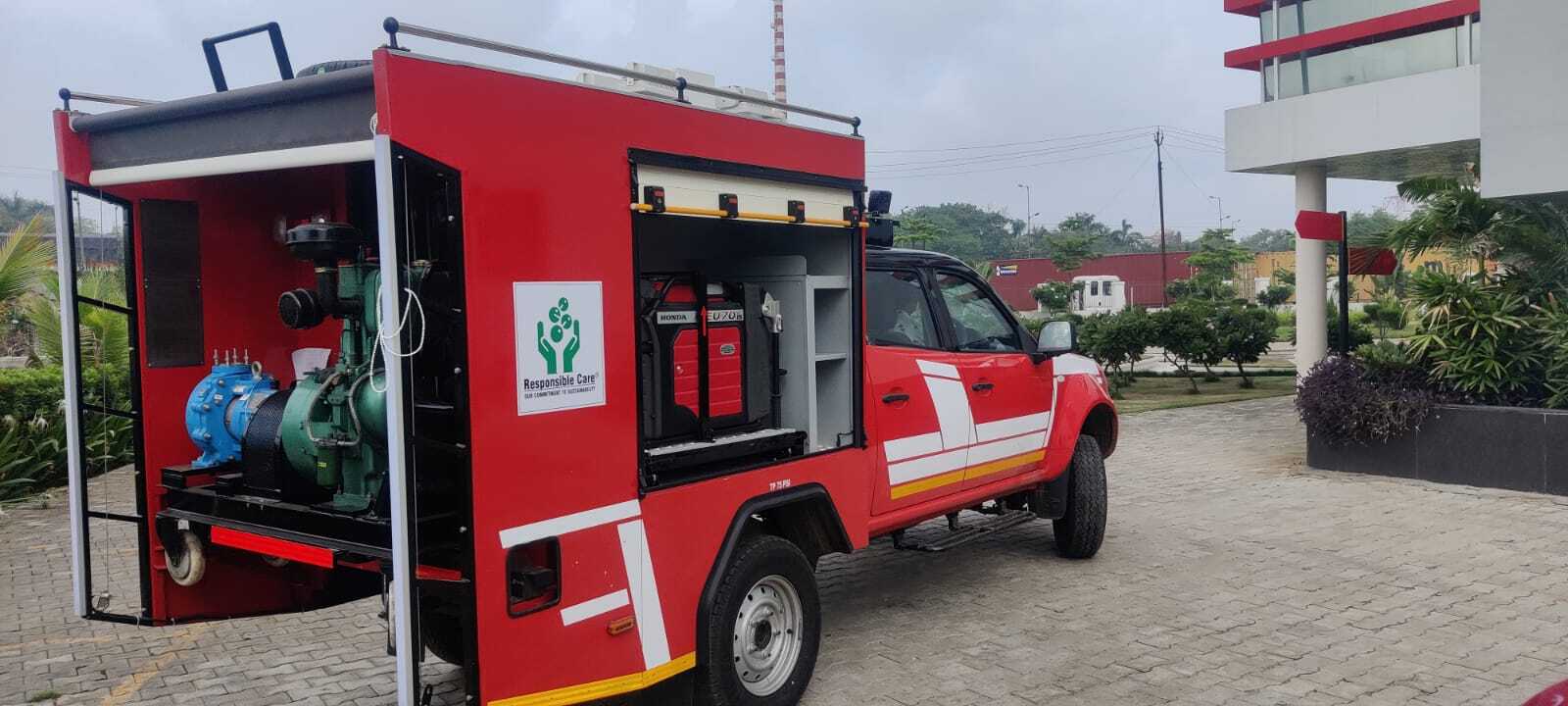 Red Mini Hazmat Van On Tata Yodha Chassis